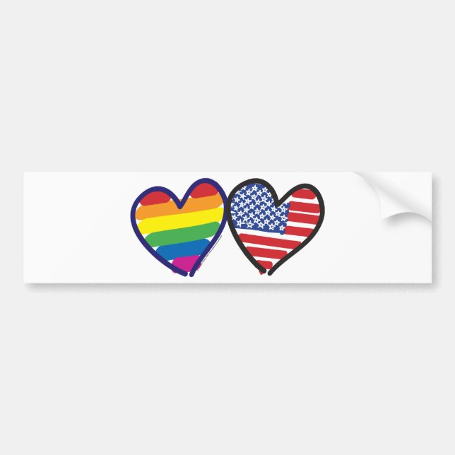 GAY-PRIDE-HEART-AND-FLAG BUMPER STICKER (Front)