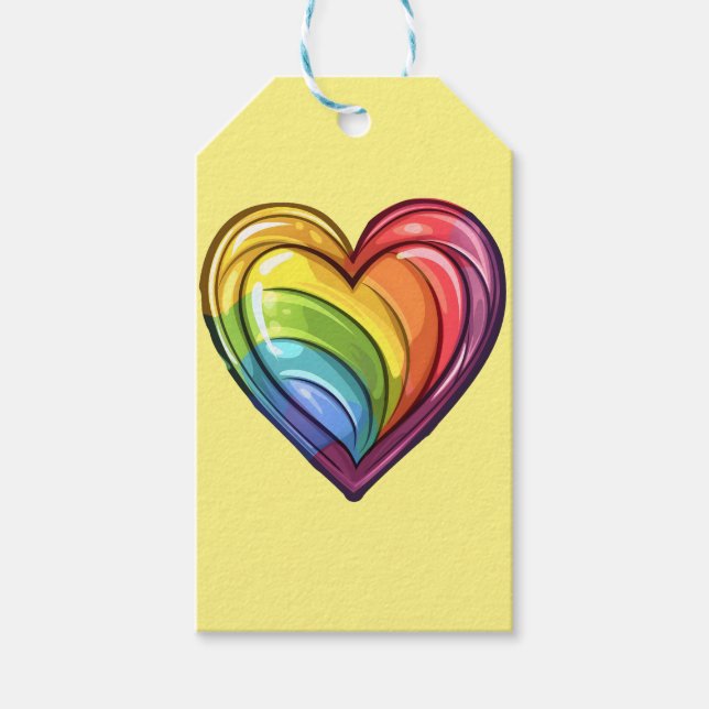 Gay pride heart design gift tags (Front)