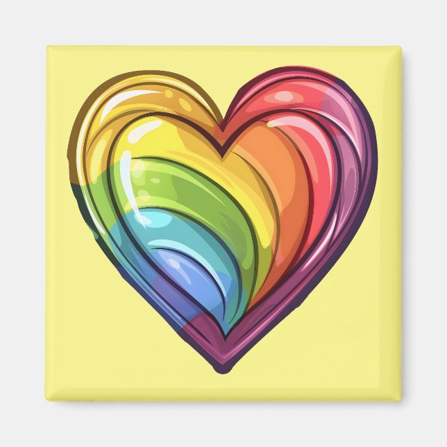 Gay pride heart design magnet (Front)