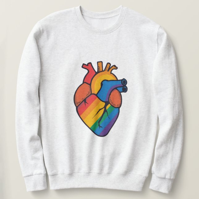 Gay pride heart  sweatshirt (Design Front)
