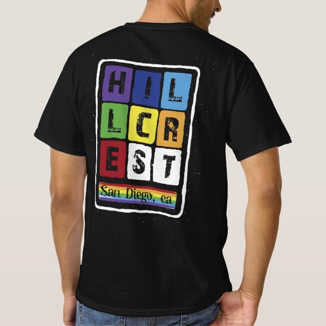 Gay Pride Hillcrest San Diego California Retro Vin T-Shirt (Back)