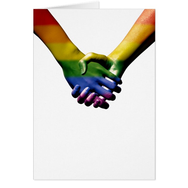 Gay Pride Holding Hands Greeting Card (Front)