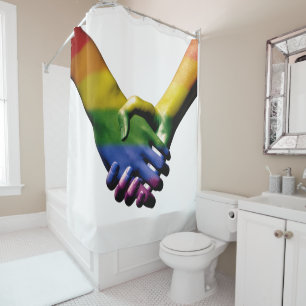 Gay Pride Holding Hands Shower Curtain