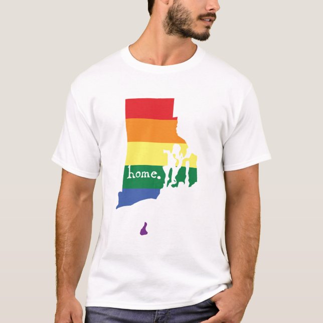 Gay Pride Home | Rhode Island T-Shirt (Front)