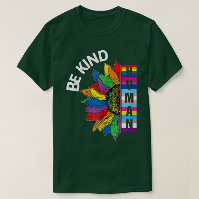 Gay Pride Human ,Rainbow Sunflower Kind LGBT Flag  T-Shirt (Design Front)