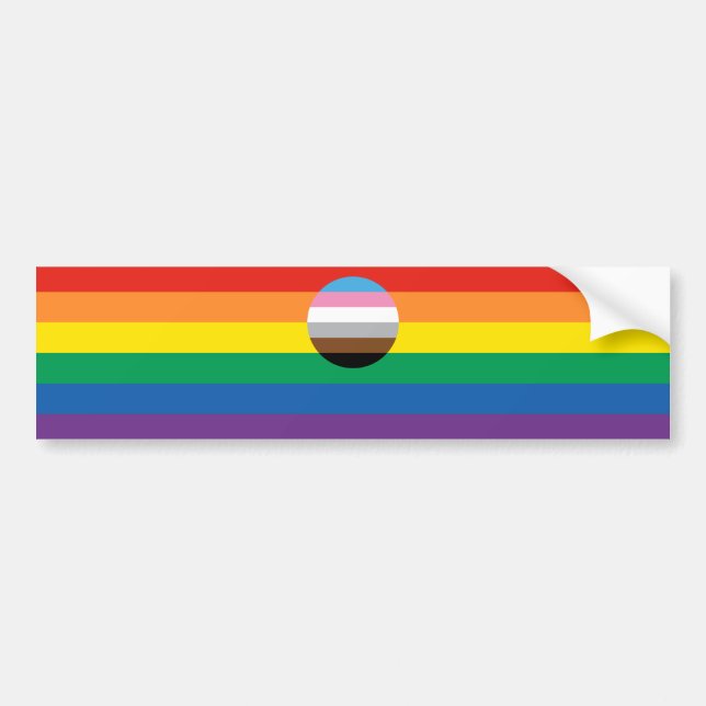 Gay Pride Inclusion Flag Bumper Sticker (Front)