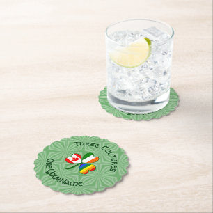 Gay Pride Ireland Canada Shamrock Flag Personalise Paper Coaster