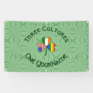 Gay Pride Ireland USA Shamrock Flag Personalised  Banner