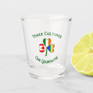 Gay Pride Irish Canadian Flag Shamrock Personalise Shot Glass