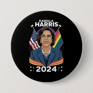 Gay Pride Kamala Harris 2024 Vice President LGBTQ+ 7.5 Cm Round Badge