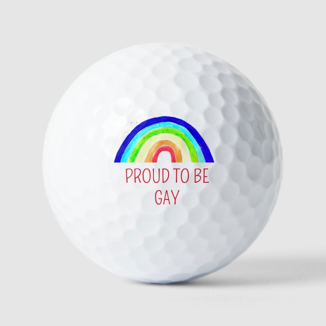 Gay Pride Lesbian LGBT Rainbow Watercolor Golf Balls (Front)