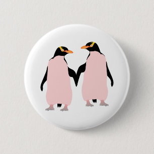 Gay Pride Lesbian Penguins Holding Hands 6 Cm Round Badge