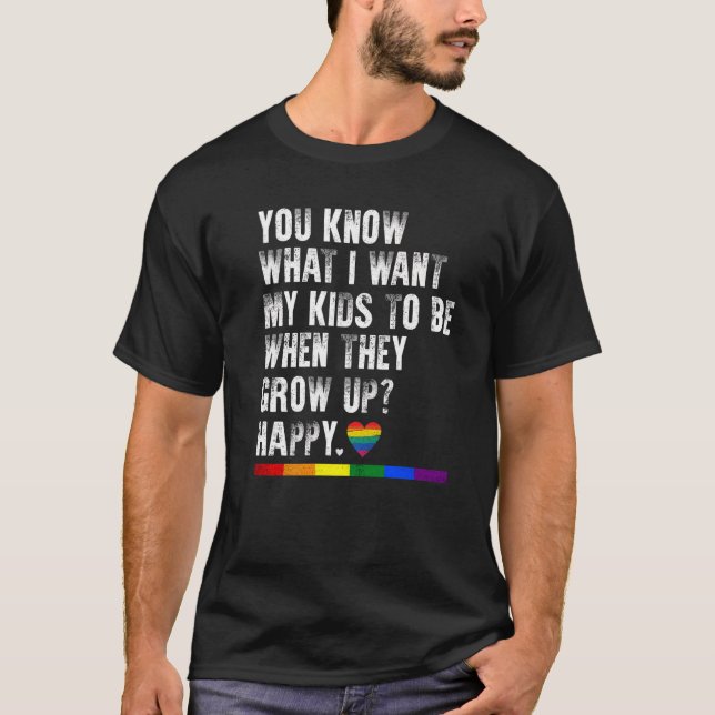 Gay Pride LGBT Awareness Parents Mom Dad Lesbian P T-Shirt (Front)