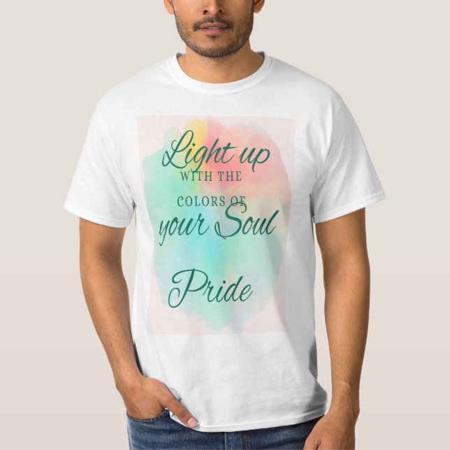 Gay Pride LGBT Colour Typo Custom Black T-Shirt (Front)