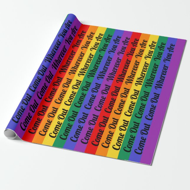 Gay Pride LGBT Come Out Rainbow Flag Love Wins Wrapping Paper (Unrolled)