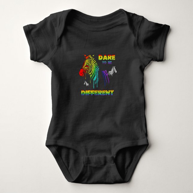 Gay Pride LGBT Dare to Be Different Black Adult Baby Bodysuit (Front)