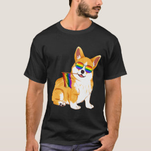 Gay Pride Lgbt Flag Corgi Sunglasses Dog T-Shirt