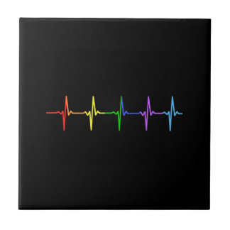 Gay Pride LGBT Heartbeat Pulse  4 Tile