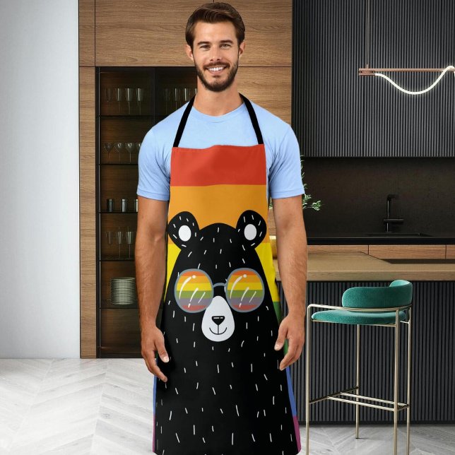 Gay Pride LGBT Rainbow Bear In Glasses Apron (Creator Uploaded)