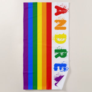 Gay Pride LGBT Rainbow Custom Name 6 Letters Beach Towel
