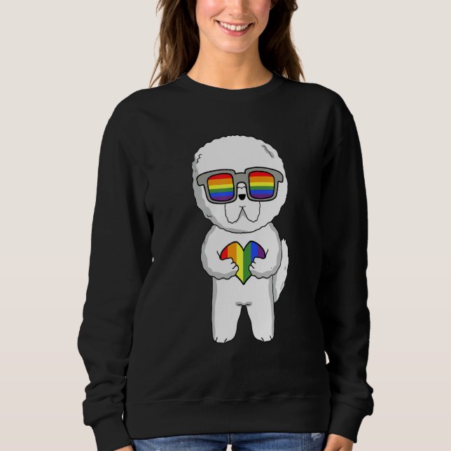 Gay Pride LGBT Rainbow - Dog Breed Bichon Frize -  Sweatshirt (Front)