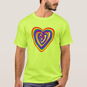 Gay Pride LGBT Rainbow Flag Hearts Cute LGBTQ T-Shirt