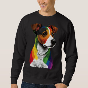 Gay Pride LGBT Rainbow Flag on Jack Russell Terrie Sweatshirt