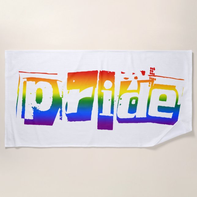 Gay Pride LGBT Rainbow Flag Typography LGBTQ Beach Towel (Front)