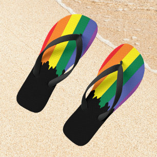 Gay Pride LGBT Rainbow Paint Jandals