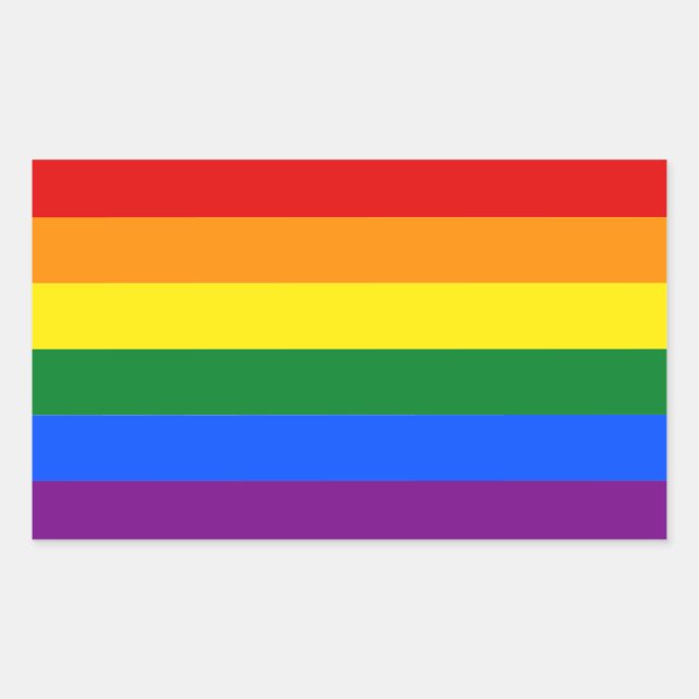 Gay pride LGBT Rainbow Stripes Colourful Flag Rectangular Sticker (Front)