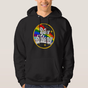 Gay Pride Lgbt You Belong Transgend Rainbow Flag R Hoodie