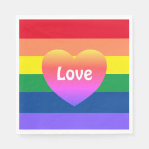 Gay Pride LGBTQ Colourful Rainbow Heart Party Napkin