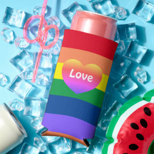 Gay Pride LGBTQ Colourful Rainbow Heart Seltzer Can Cooler