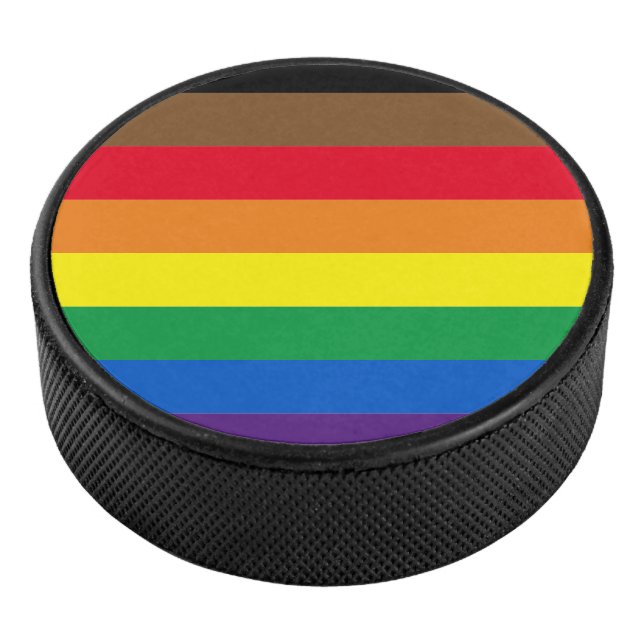 Gay Pride lgbtq diversity inclusive rainbow flag Hockey Puck (3/4)