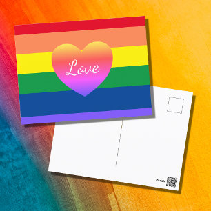 Gay Pride LGBTQ Rainbow Colourful Heart Postcard