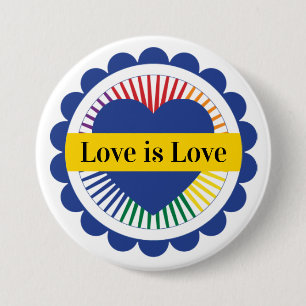 Gay Pride LGBTQ Rainbow Flag Love is Love 7.5 Cm Round Badge