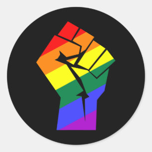 Gay Pride Lgbtq Rainbow Flag Resist Fist Gay Right Classic Round Sticker