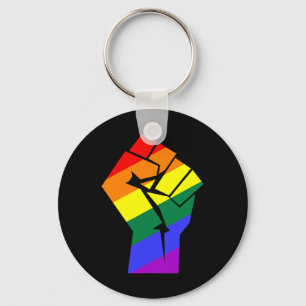 Gay Pride Lgbtq Rainbow Flag Resist Fist Gay Right Key Ring