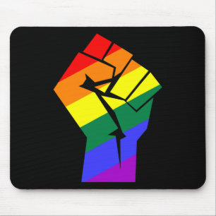 Gay Pride Lgbtq Rainbow Flag Resist Fist Gay Right Mouse Pad