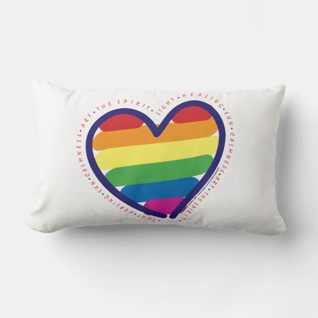 Gay Pride Love Heart Lumbar Cushion (Front)