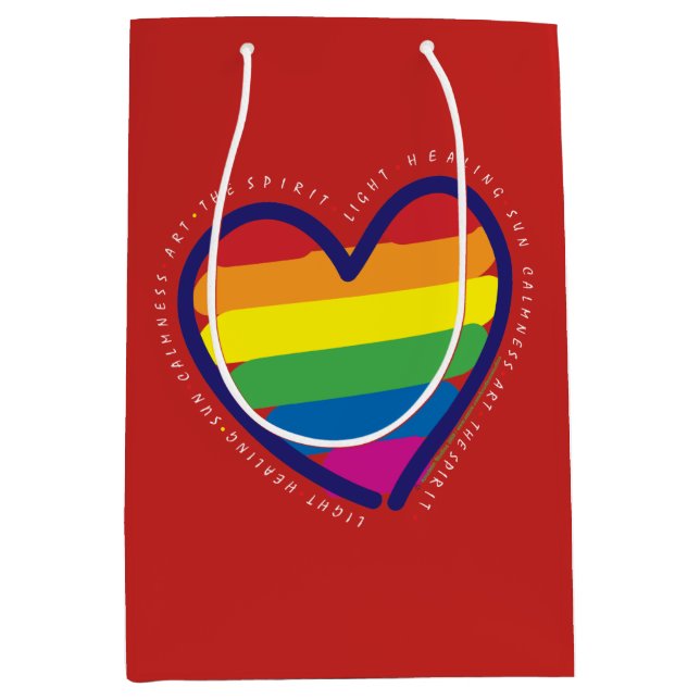 Gay Pride Love Heart Medium Gift Bag (Front)