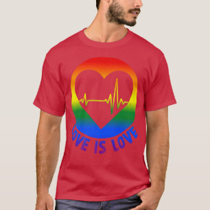 Gay Pride Love is Love LGBT Heartbeat LGBTQ Lesbia T-Shirt