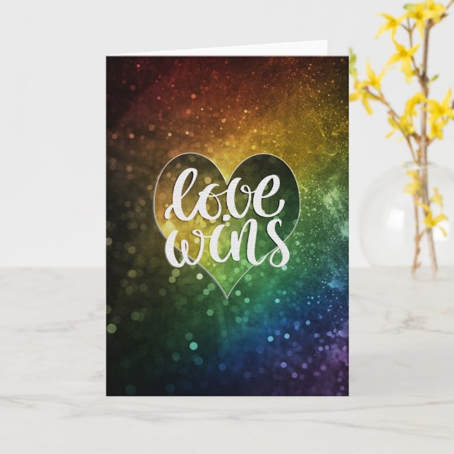 Gay Pride Love Wins Greeting Card (Yellow Flower)