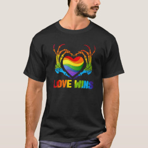 Gay Pride Love Wins Skeleton Rainbow Lgbt Lgbtq Le T-Shirt