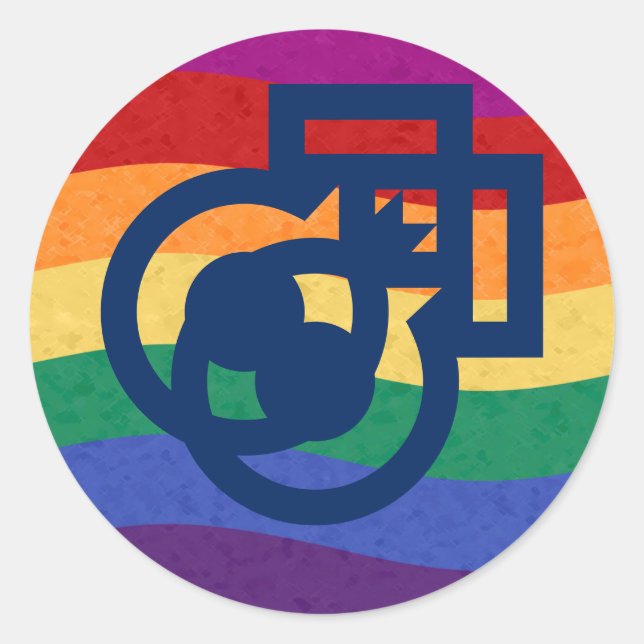 Gay Pride Male Gender Symbol Rainbow Classic Round Sticker (Front)