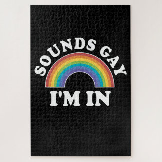 Gay Pride Men Women LGBT Rainbow Sounds Gay Jigsaw Puzzle