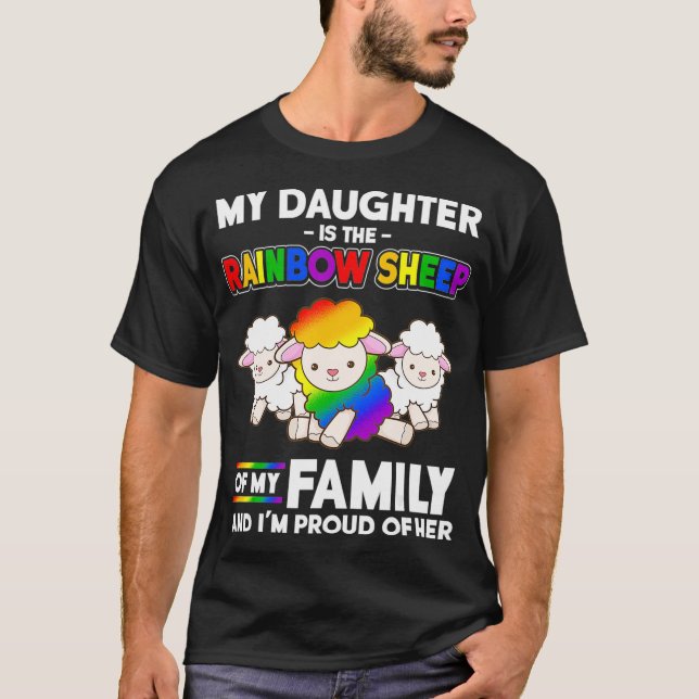 Gay Pride Month Mum My Daughter Is Rainbow Sheep T-Shirt (Front)