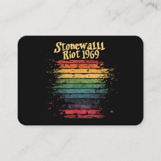 Gay Pride Month Rainbow Flag Stone wall Riot 1969 Business Card