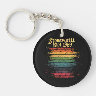 Gay Pride Month Rainbow Flag Stone wall Riot 1969 Key Ring