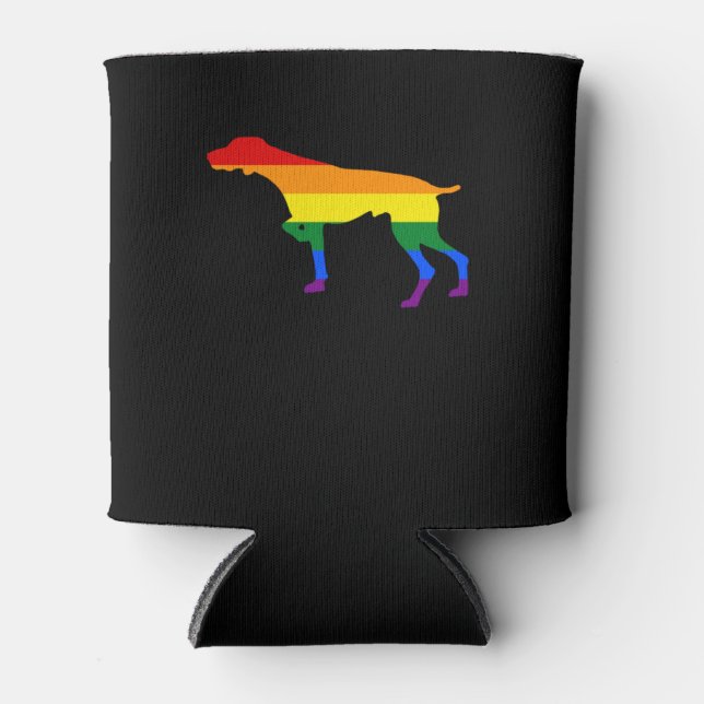 Gay Pride Mum Dog Pointer Rainbow Flag Can Cooler (Front)